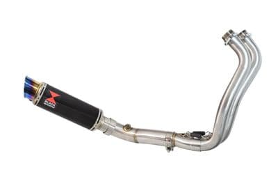 Tracer 700 2014 - 2020 De-Cat Exhaust System 230mm Round Blue Tip Black Stainless Silencer