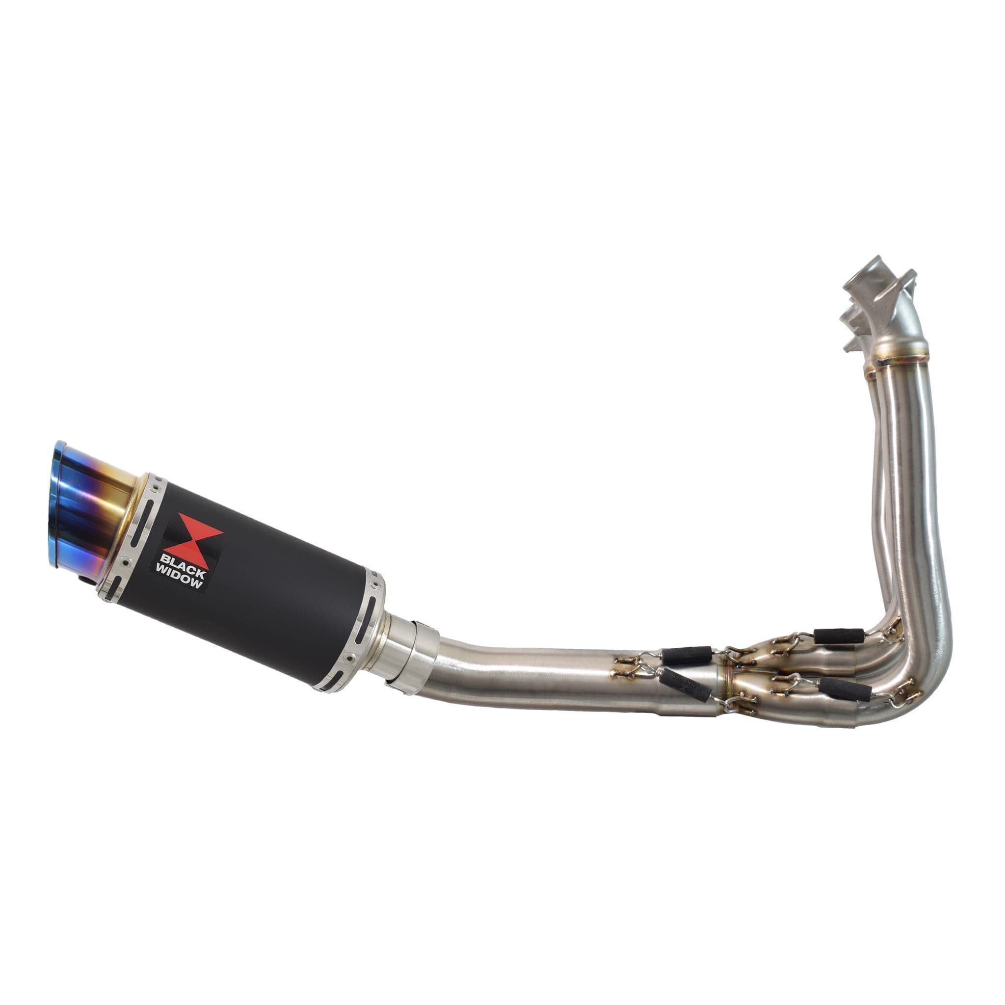Trident 660 2020 - 2026 Exhaust System 200 mm Round Blue Tip Black
