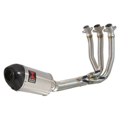 Trident 660 Exhaust System 200 mm Oval Stainless Carbon Tip Silencer