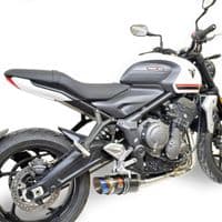 Trident 660 Exhaust System 200 mm Round Blue Tip Carbon Silencer