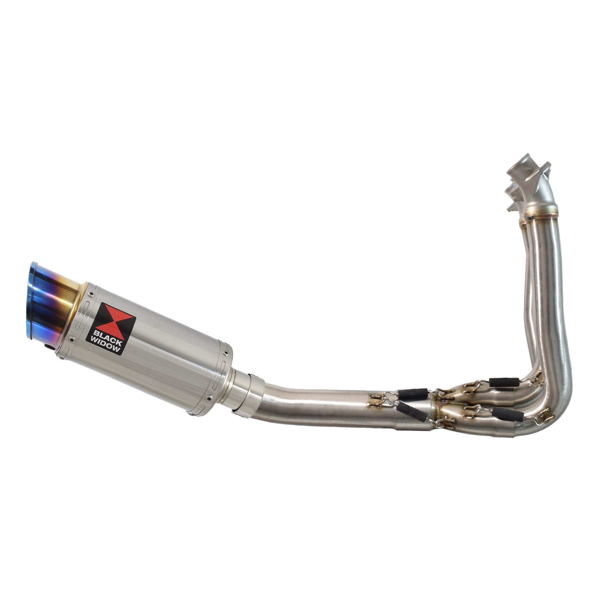 Trident 660 Exhaust System 200 mm Round Blue Tip Stainless Silencer