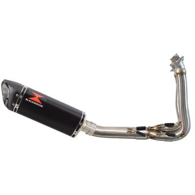 Trident 660 Exhaust System 300 mm Tri - Oval Black Stainless Carbon Tip Silencer