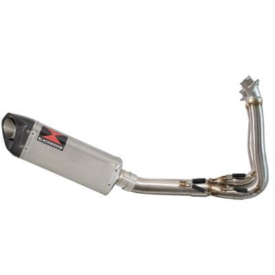 Trident 660 Exhaust System 300 mm Tri - Oval Stainless Carbon Tip Silencer