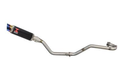 TX 125 Exhaust System 230mm GP Round Blue Tip Black Stainless Silencer
