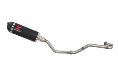TX 125 Exhaust System 300mm Oval Black Stainless Carbon Tip Silencer