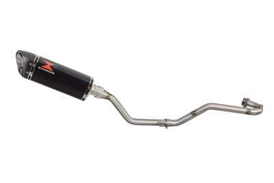 TX 125 Exhaust System 300mm Tri Oval Black Stainless Carbon Tip Silencer