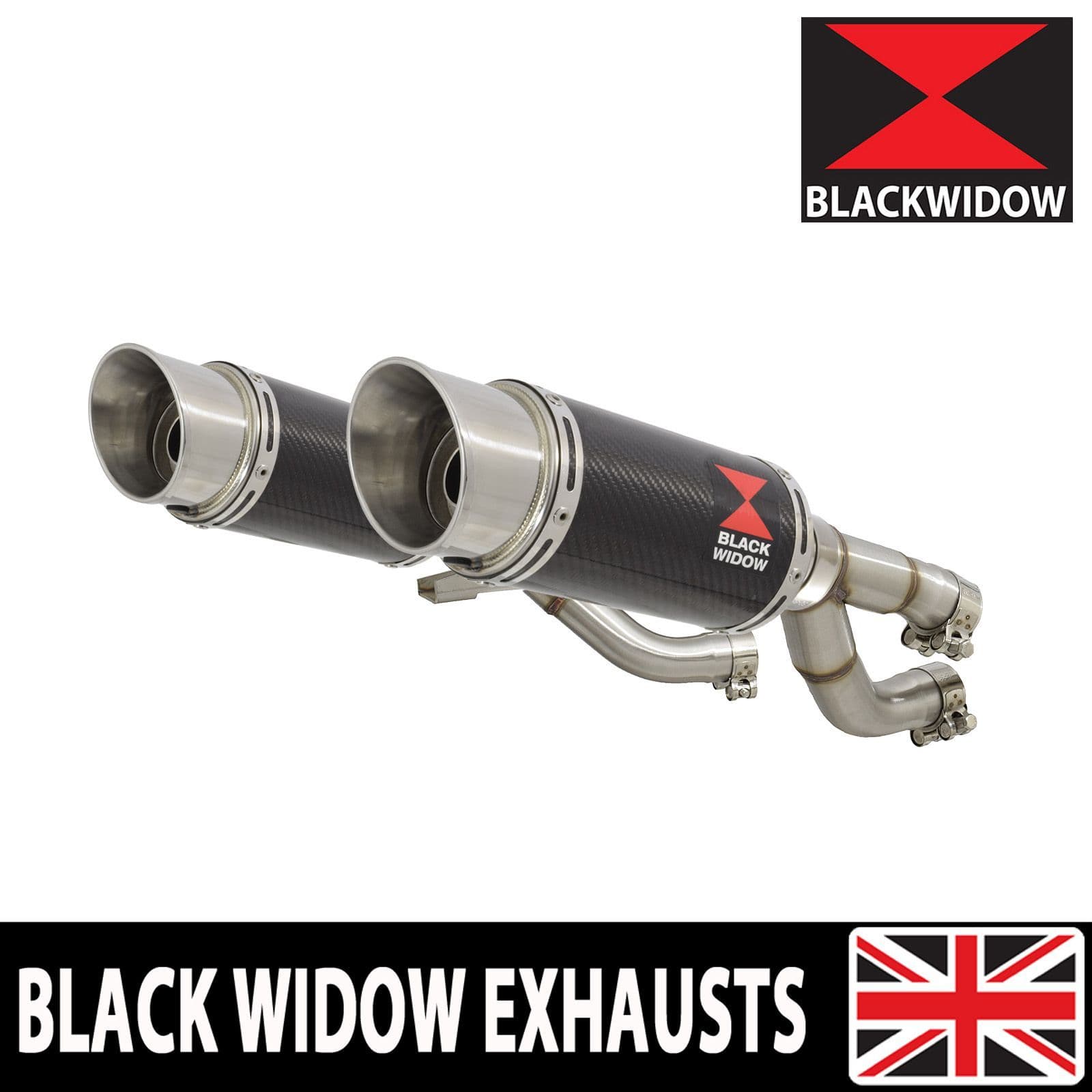 F V-MAX V MAX 1200 Exhaust Silencer Kit 200mm Round Carbon Silencers