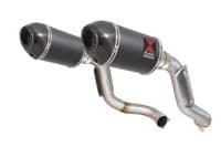 VTR1000 F Firestorm (SC36) Exhaust High Level Link Pipes + 200mm Oval Black + Carbon Tip Silencers