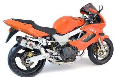 VTR1000 F Firestorm (SC36) Exhaust High Level Link Pipes + 200mm Oval Stainless Carbon Tip Silencers