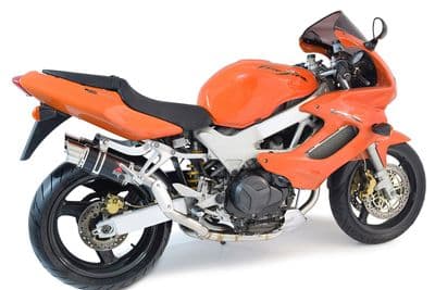 VTR1000 F Firestorm (SC36) Exhaust High Level Link Pipes + 200mm Round Black Stainless  Silencers