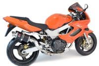 VTR1000 F Firestorm (SC36) Exhaust High Level Link Pipes + 230mm Oval Black Stainless  Silencers