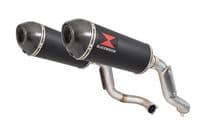 VTR1000 F Firestorm (SC36) Exhaust High Level Link Pipes + 300mm Oval Black + Carbon Tip Silencers