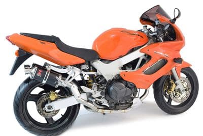 VTR1000 F Firestorm (SC36) Exhaust High Level Link Pipes + 300mm Oval Black Stainless  Silencers