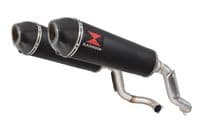 VTR1000 F Firestorm (SC36) Exhaust High Level Link Pipes + 400mm Oval Black + Carbon Tip Silencers