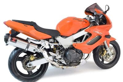 VTR1000 F Firestorm (SC36) Exhaust High Level Link Pipes + 400mm Oval Stainless Carbon Tip Silencers