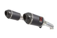VTR1000 F Firestorm (SC36) Exhaust Link Pipes + 200mm Oval Black Stainless Carbon Tip Silencers