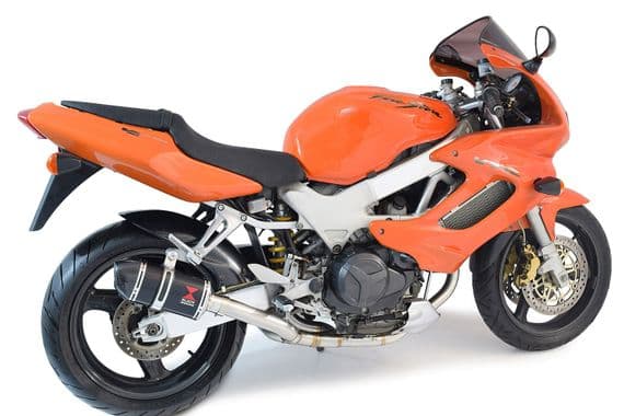 VTR1000 F Firestorm (SC36) Exhaust Link Pipes + 200mm Oval Black Stainless Carbon Tip Silencers