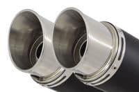 VTR1000 F Firestorm (SC36) Exhaust Link Pipes + 200mm Round Black Stainless Silencers