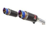 VTR1000 F Firestorm (SC36) Exhaust Link Pipes + 200mm Round Blue Tip Carbon Silencers