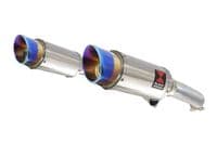 VTR1000 F Firestorm (SC36) Exhaust Link Pipes + 200mm Round Blue Tip Stainless Silencers