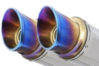 VTR1000 F Firestorm (SC36) Exhaust Link Pipes + 200mm Round Blue Tip Stainless Silencers