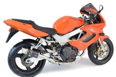 VTR1000 F Firestorm (SC36) Exhaust Link Pipes + 200mm Round Carbon Silencers