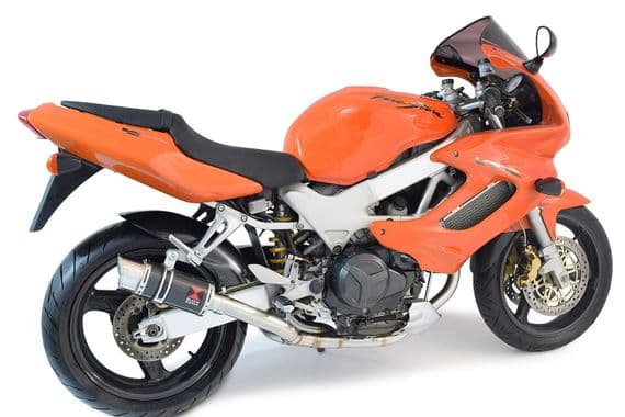 VTR1000 F Firestorm (SC36) Exhaust Link Pipes + 200mm Round Carbon Silencers