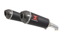 VTR1000 F Firestorm (SC36) Exhaust Link Pipes + 300mm Oval Black Stainless Carbon Tip Silencers