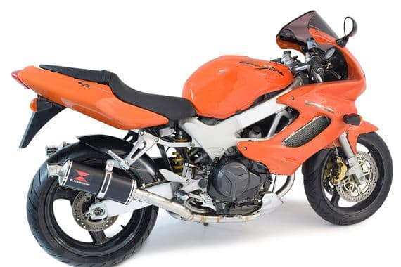 VTR1000 F Firestorm (SC36) Exhaust Link Pipes + 300mm Oval Black Stainless Silencer