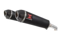 VTR1000 F Firestorm (SC36) Exhaust Link Pipes + 400mm Oval Black Stainless Carbon Tip Silencers