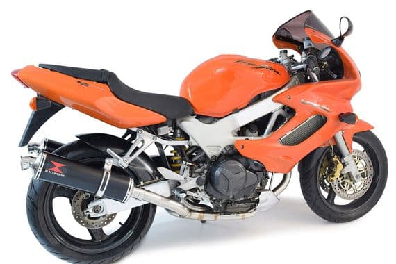 VTR1000 F Firestorm (SC36) Exhaust Link Pipes + 400mm Oval Black Stainless Silencer