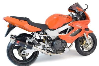 VTR1000F Superhawk (SC36) Exhaust System + 360mm GP Round Black Stainless Silencers