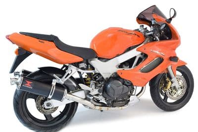 VTR1000F Superhawk (SC36) Exhaust System + 400mm Oval Black Stainless Silencers
