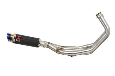 XJ6 Diversion F N 09-15 Low De-cat Exhaust System 230mm GP Round Blue Tip Carbon Silencer