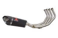 XJ6 Diversion F N 09-15 Low De-cat Exhaust System 300mm Tri Oval Black Stainless Carbon Tip Silencer