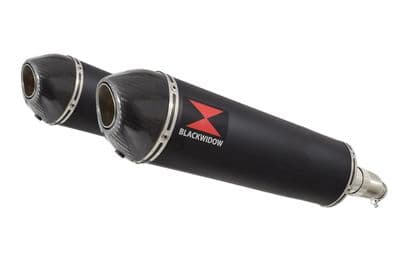 XJR1300 XJR 1300 1998 - 2006 4-2 Exhaust Silencer Kit 400mm Oval Black Stainless Carbon Tips