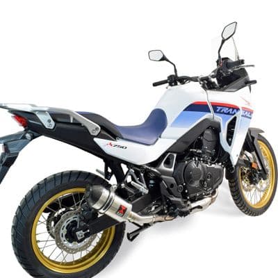 XL Transalp 750 2025 Exhaust Link Pipe +  200mm Oval Stainless Carbon Tip Silencer