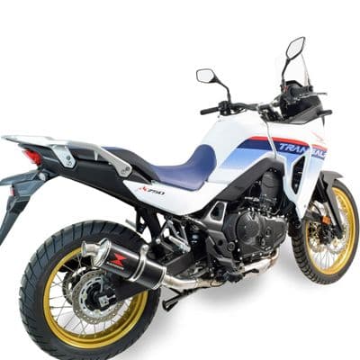 XL Transalp 750 2025 Exhaust Link Pipe +  300mm Oval Black Stainless Silencer