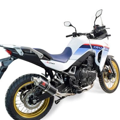 XL Transalp 750 2025 Exhaust Link Pipe +  300mm Round Black Stainless Silencer