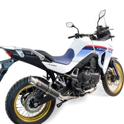 XL Transalp 750 2025 Exhaust Link Pipe +  350mm GP Round Carbon Silencer