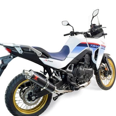 XL Transalp 750 2025 Exhaust Link Pipe +  400mm Oval Black Stainless Silencer