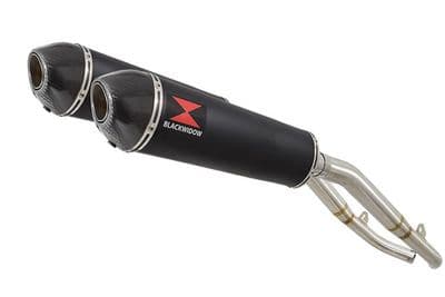XL1000 V Varadero 1999 - 2014 Twin Silencer Kit 400mm Oval Black Stainless Carbon Tip Silencers