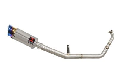 XSR 125 2021 - 2024 De - Cat Exhaust System 200mm Round Stainless & Blue Tip Silencer