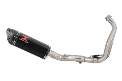 XTribute 700 2021 - 2022 De-Cat Exhaust System 300mm Tri Oval Black Stainless Carbon Tip Silencer