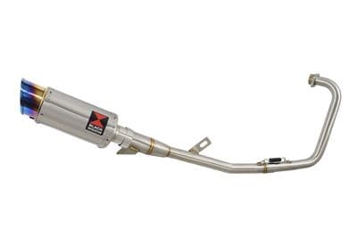 YBR 125 Custom 2005 - 2017 Full Exhaust System 200mm Round Blue Tip Stainless Silencer