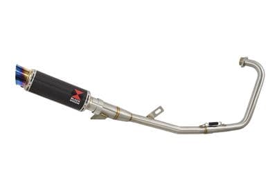 YBR 125 Custom 2005 - 2017 Full Exhaust System 230mm GP Round Blue Tip Carbon Silencer