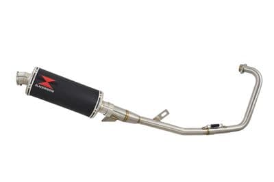 YBR 125 Custom 2005 - 2017 Full Exhaust System 300mm Oval Black Stainless Silencer