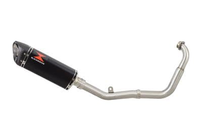 YZF-R 125 14-18 Low Level Big Bore Exhaust System 300mm Tri Oval Black Stainless Carbon Tip Silencer