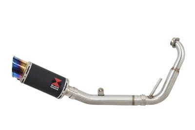 YZF-R 125 2008 - 2013 Big Bore Exhaust System 200mm Round Blue Tip Black Stainless Silencer