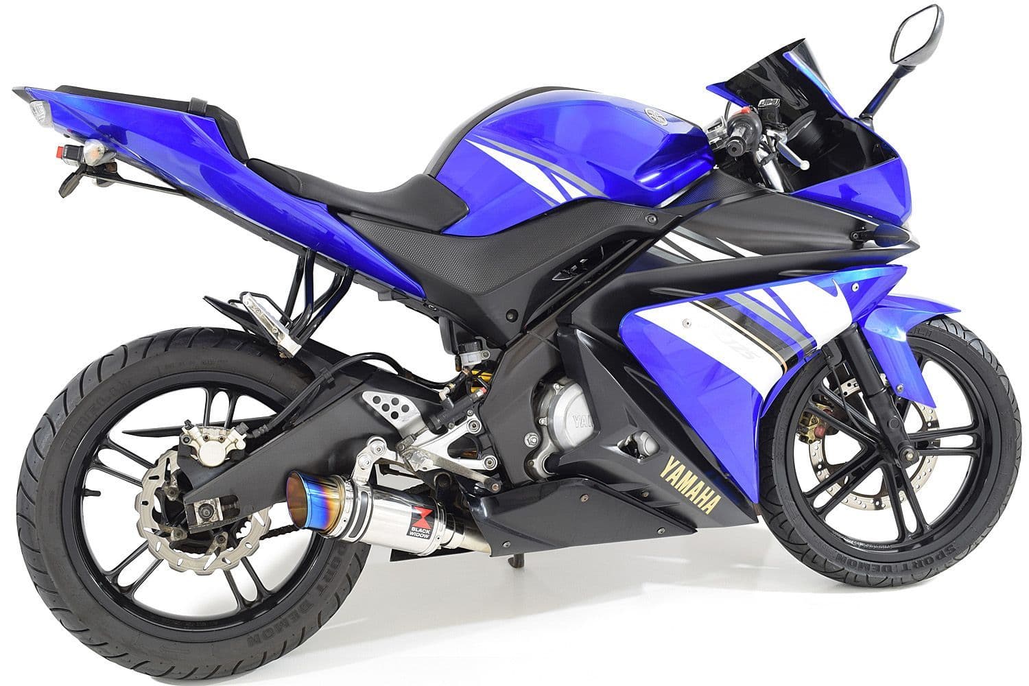 YZF-R 125 2008 - 2013 Big Bore Exhaust System 200mm Round Blue Tip